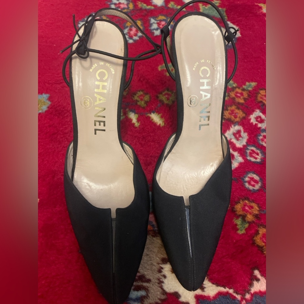 Vintage Chanel Satin Slingback Heels